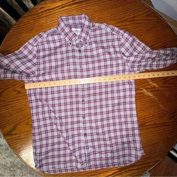 Jos A Bank Men Large Tailored Fit Flannel Plaid Button Shirt Stretch Lightweight - Picture 10 of 11